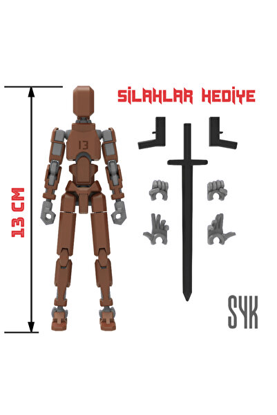 SYK Design Robot 13 Dummy Kahverengi Gri Tüm Eklemleri Hareketli Aksiyon Figü...