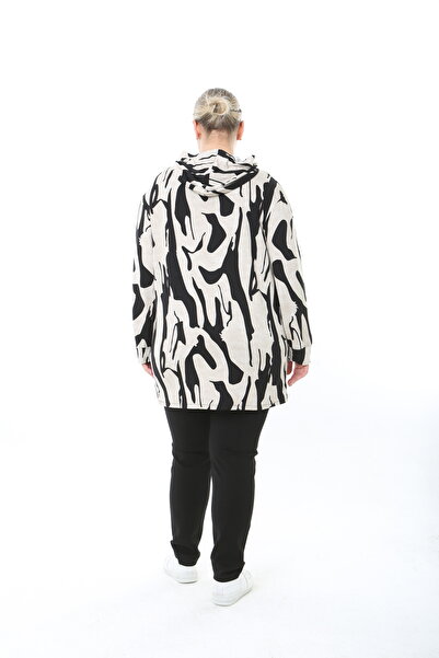 XL Modam Women Stretch Fabric Hooded Plus Size Cardigan