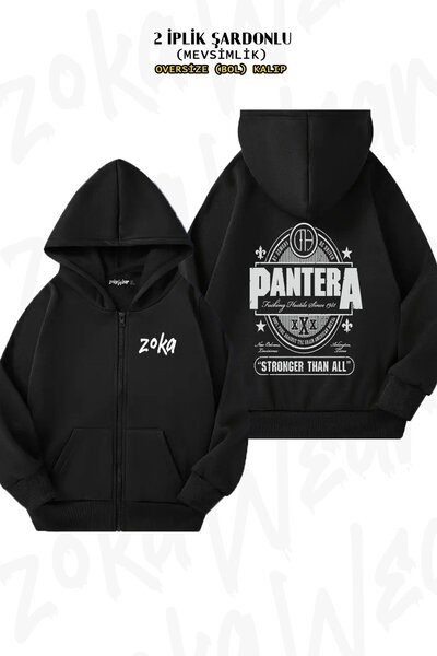 ZOKAWEAR Унісекс Pantera, Rock, Metal з принтом Oversize з принтом на спині, з блискавкою та капюшоном