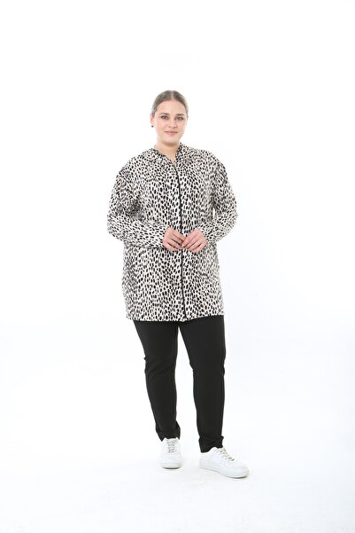 XL Modam Women Stretch Fabric Hooded Plus Size Cardigan