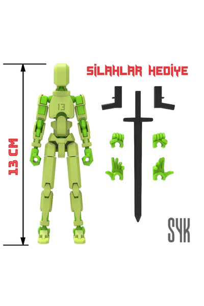 SYK Design Robot 13 Dummy Fıstık Yeşil Yeşil Tüm Eklemleri Hareketli Aksiyon ...