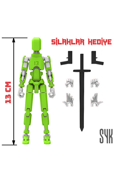 SYK Design Robot 13 Dummy Yeşil Beyaz Tüm Eklemleri Hareketli Aksiyon Figürü ...