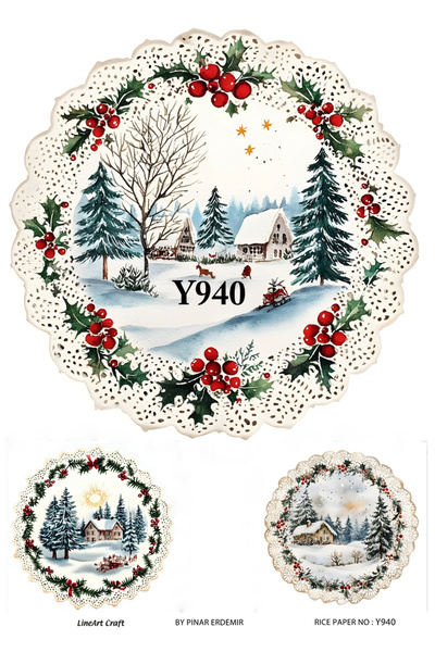 LİNEART Yılbaşı Deseni Pirinç Dekopaj Kağıdı No:Y940- 29x42cm