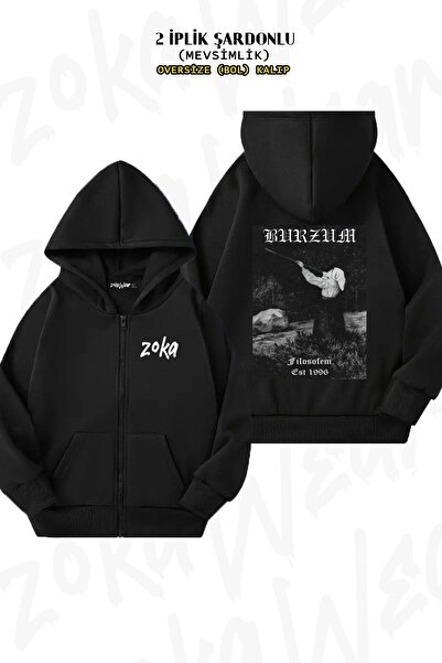ZOKAWEAR سترة كارديجان بغطاء للرأس للجنسين من Filosofem Burzum مطبوع قصة فضفا...