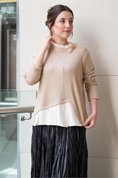 FUAT GÜRSEN Fuat Gürşen Asymmetrical Knitwear Tunic with Brooch