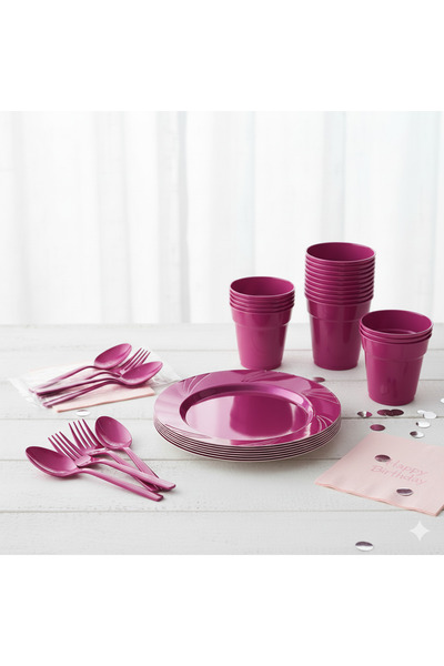 Ta-Fu Global PARTİ TAKIMI PLASTİK MİKA SET (- BARDAK 25 adet ,ÇATAL 25 adet ,...