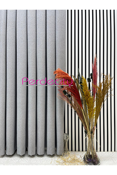 PERDECITY Κουρτίνα φόντου σε λινό στυλ Bohemian Gizia Grey (μονόφυλλο) που δεν χρειάζεται σιδερώματος, βαρύ βάρος, κατάλληλη για κάθε δωμάτιο.