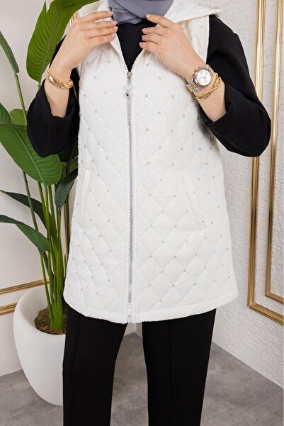 Kırmızı iz Taşlı kapotone yelek şık yelek tesettür yelek tarz yelek