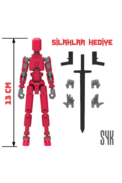 Robot 13 Dummy Red Grey All Joints Moving Action Figure Toy