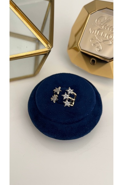 SU PERİSİ TAKI BİJUTERİ خاتم بتصميم نجمة مرصع بحجر الزركون الذهبي القابل للتعديل