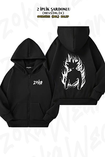 ZOKAWEAR Unisex Fire Goku Dragon Ball με τύπωμα oversized Ζακέτα με κουκούλα ...
