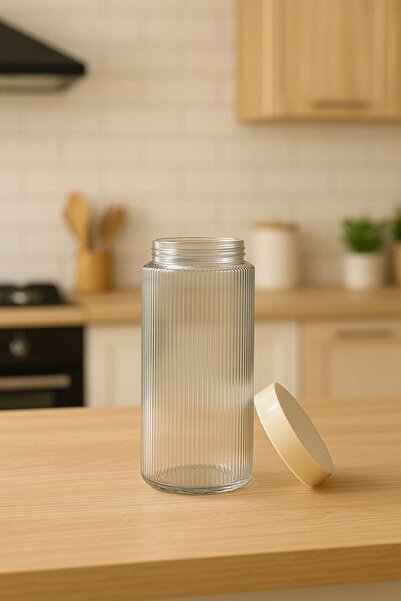 Buğra Home وعاء تخزين زجاجي متعدد الأغراض سعة 1 لتر