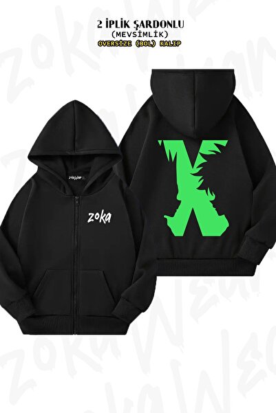 ZOKAWEAR Унісекс Gxk з принтом Oversize з принтом на спині, на блискавці, з капюшоном
