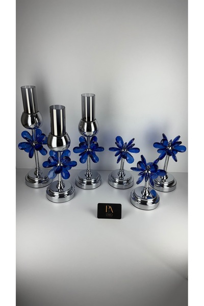 Palpe 6LI Mumluk Şamdan Dekoratif Obje Biblo Süs Eşya Salon Aksesuar Tv Sehpa...