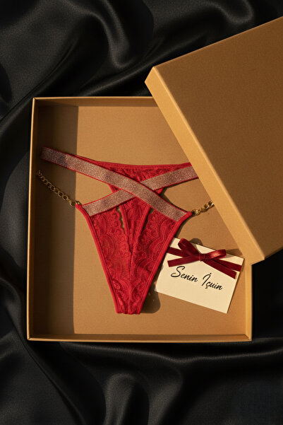 Estilo Lingerie Дамски слипове с висока талия, дантела и верижки Новогодишен подарък Подарък за любимия човек