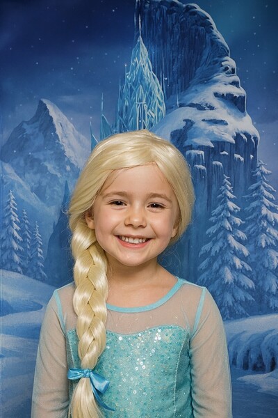 TOYFEST Σετ κοστουμιών πριγκίπισσας Frozen Elsa 4 τεμαχίων – Φόρεμα μπλε λάμψης + περούκα + ράβδος + στέμμα