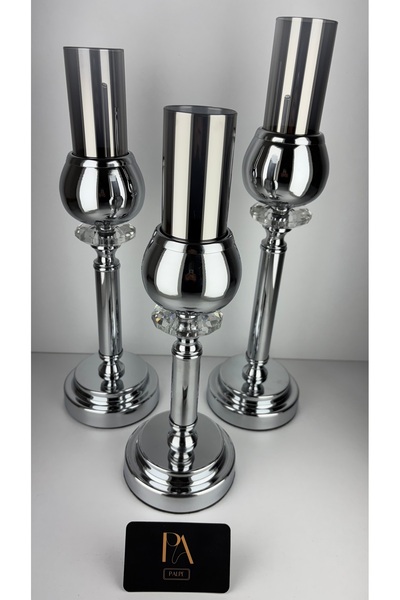 Palpe 3lü Mumluk Şamdan Dekoratif Obje Biblo Süs Eşya Salon Aksesuar Tv Sehpa...