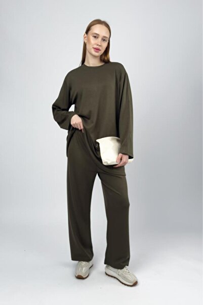 Betimoda Women's Modal Tunic Pants Set Khaki