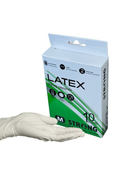 LYOBEST Set of 10 pcs Latex Gloves, Textured, White, Size M