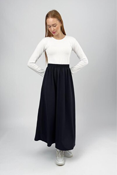 Betimoda Women's Modal Fabric Elastic Waist Midi Skirt Black