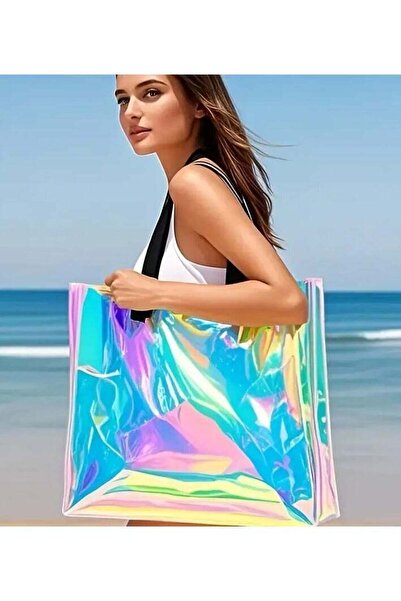 Generic Vibrant Rainbow Tote Bag – Large Polypropylene Shoulder Bag for Beach & Daily Use
