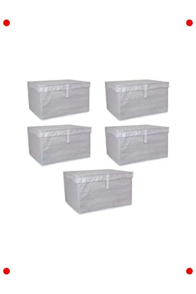 ulupazarlama Multi-Purpose Storage Box with Lid, Set of 5, 50X40X30 Gray