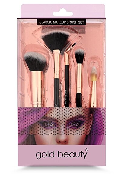 Gold Beauty 5 Piece Luxury Makeup Set - 5 Makeup Brushes - Makeup Brush Set of 5 Professional