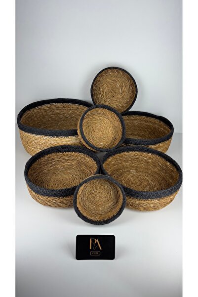 Palpe Coș de paie din 7 piese, suport pentru prosoape, organizator pentru baie, coș, obiect decorativ, bibelouri, ornamente, decor pentru sufragerie