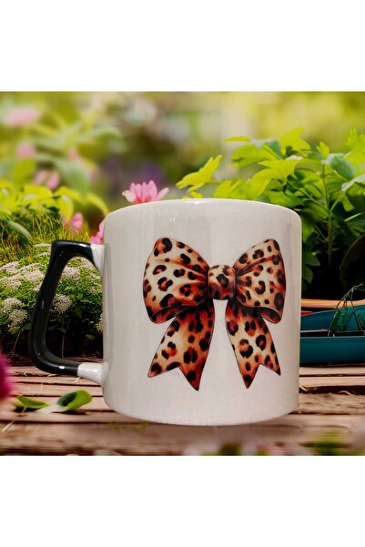 GameFruy Leopard Bow Double Sided Printed Mug - Ceramic Tea, Coffee Gift Cup Black Luxury