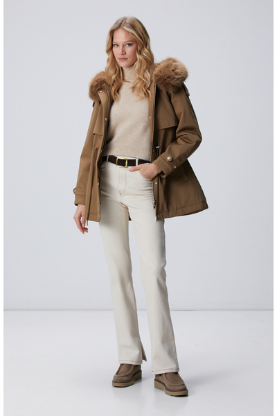 Network Haki Kapüşon Yakalı Kaban