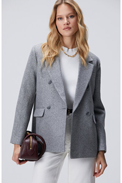 Network Antrasit Balıksırtı Desenli Kruvaze Ceket