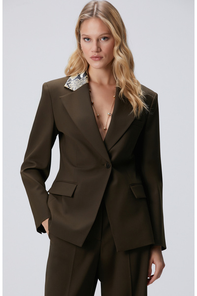 Network Haki Yün Karışımlı Ceket