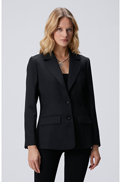 Network Siyah Yün Karışımlı Ceket