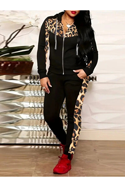 ARONA Women's Long Sleeve Front Zipper Lace-Up Viscose Two Thread Blouse and Pants Two-Piece Set