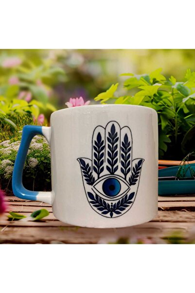 GameFruy Nazar Kupa Double Sided Printed Cups - Ceramic Tea, Coffee Gift Cup Blue Luxury