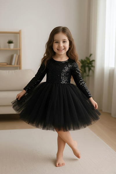 bright moon فستان حفلة عيد ميلاد للفتيات مزين بالترتر