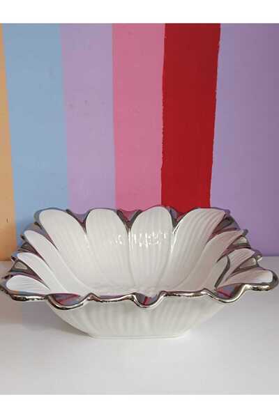 DEKOR ZÜCCACİYE HOME Royking Flora Silver Pit Square Presentation Plate