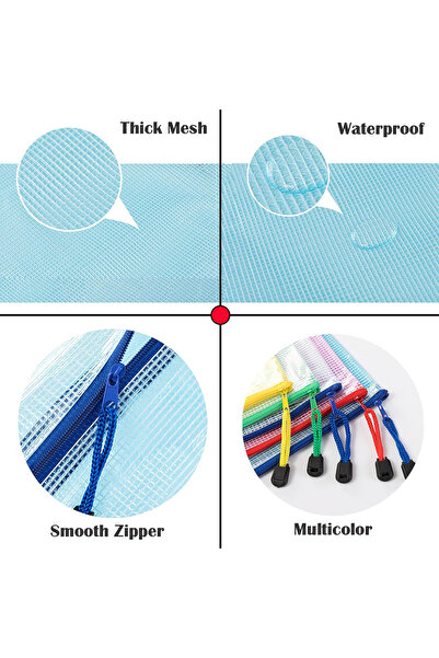 Blythornix A5 Size File Folders with Zipper, Plastic Mesh Bag Organizer with Zip, Pouch Document Paper Storage