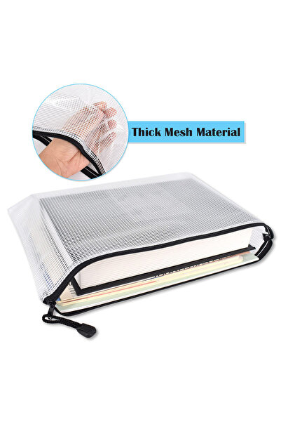 Blythornix A4 Size File Folders with Zipper, Plastic Mesh Bag Organizer with Zip, Pouch Document Paper Storage