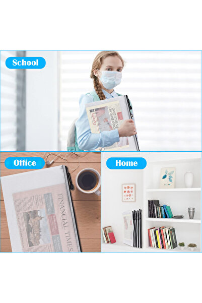 Blythornix A4 Size File Folders with Zipper, Plastic Mesh Bag Organizer with Zip, Pouch Document Paper Storage