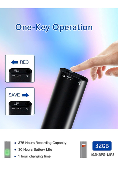 Generic مسجل صوت، سعة 32 جيجابايت، تسجيل متواصل لمدة 100 ساعة، USB، صوت MP3