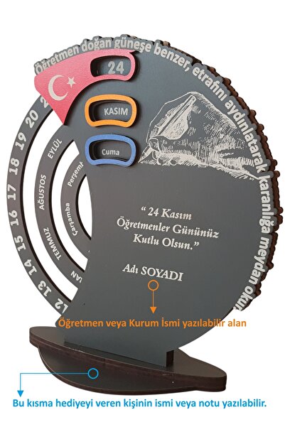 turuncufabrika 24 Kasım Öğretmenler Günü Hediyesi Sonsuz Takvim–Kişiye Özel A...