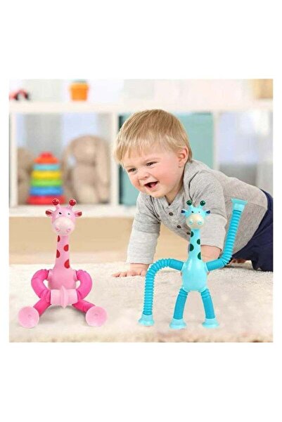 COOYA 4 Pcs Telescopic Suction Cup Giraffe Toy, Ever-Changing Giraffe Telescopic Tube Suction Cup Toys
