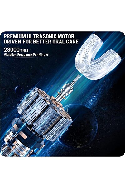 COOYA Ultrasonic Kids U-Shaped Electric Toothbrush IPX7 Waterproof, Five Cleaning Modes 60S Smart Reminder