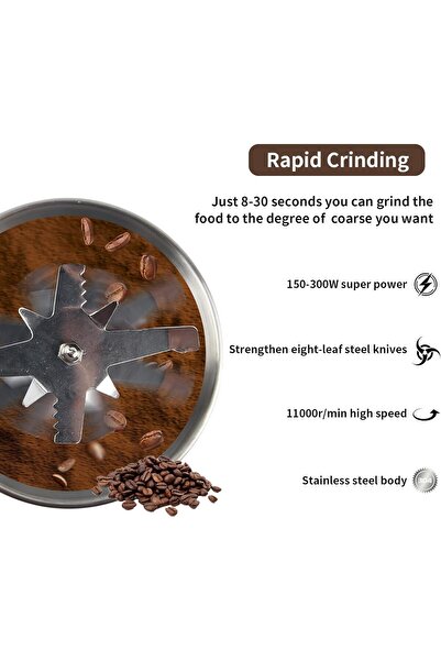 Snooe Dual-function stainless steel home grinder with large-capacity coffee mill