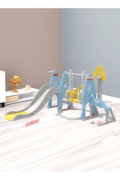 Venpara مجموعة زلاقة وأرجوحة 6 في 1 للأطفال الصغار (داخلي/خارجي) مع حلقات كرة سلة وكرة قدم