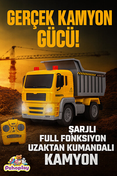 Pshoplay 1:20 Şarjlı Uzaktan Kumandalı Kamyon – Full Fonksiyonlu Işıklı İnşaa...
