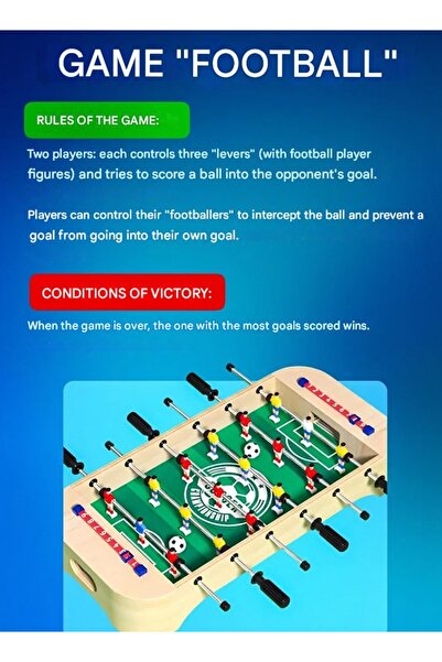 Generic Table Foosball, Wood Mini Football Table Soccer Tabletops, Table Top Air Hockey Table