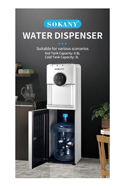 SOKANY Bottom Loading Water Cooler - Hot/Cold/Moderate - 3 Tap - Push Cup Get Water Anti-Bacterial, 500W