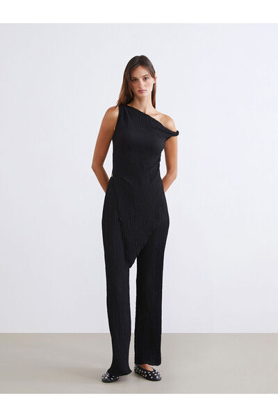 LC Waikiki Alita City Farkıyla Soulife Black Plain One-Shoulder Sleeveless Wo...